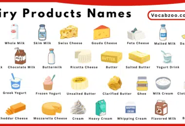 Dairy Products Names for Kids in English with Pictures