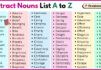 Abstract Nouns List A to Z in English with Pictures