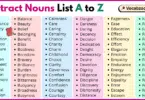 Abstract Nouns List A to Z in English with Pictures