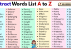 Abstract Words List A to Z in English with Pictures