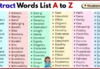 Abstract Words List A to Z in English with Pictures