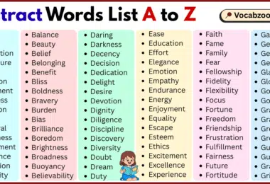 Abstract Words List A to Z in English with Pictures