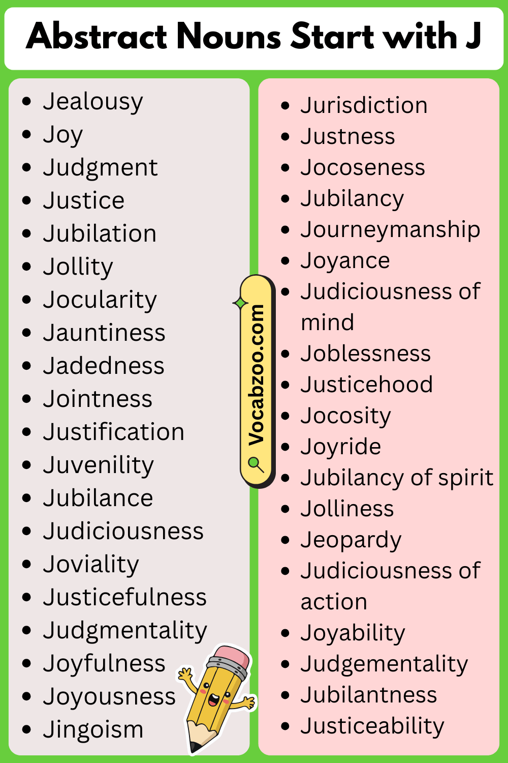 Abstract Nouns That Start with J