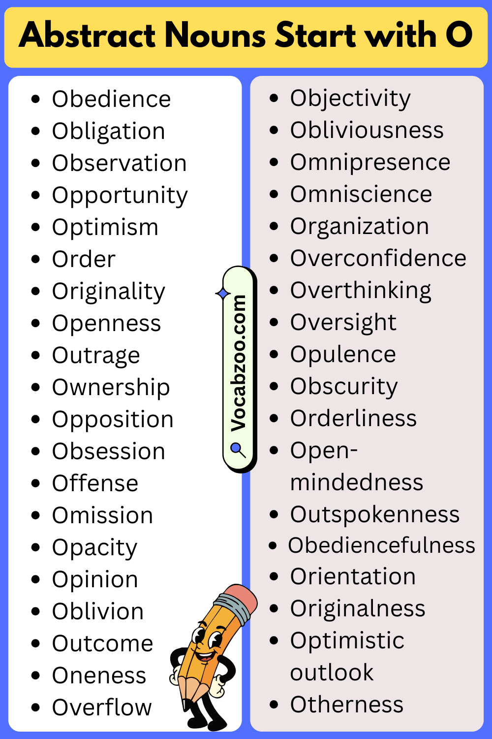 Abstract Nouns That Start with O