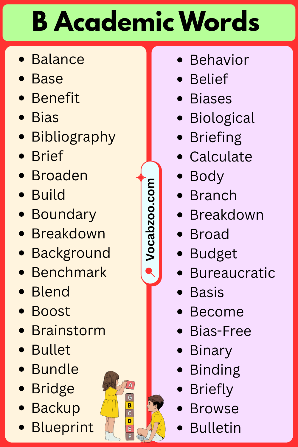 Academic Words That Start with B