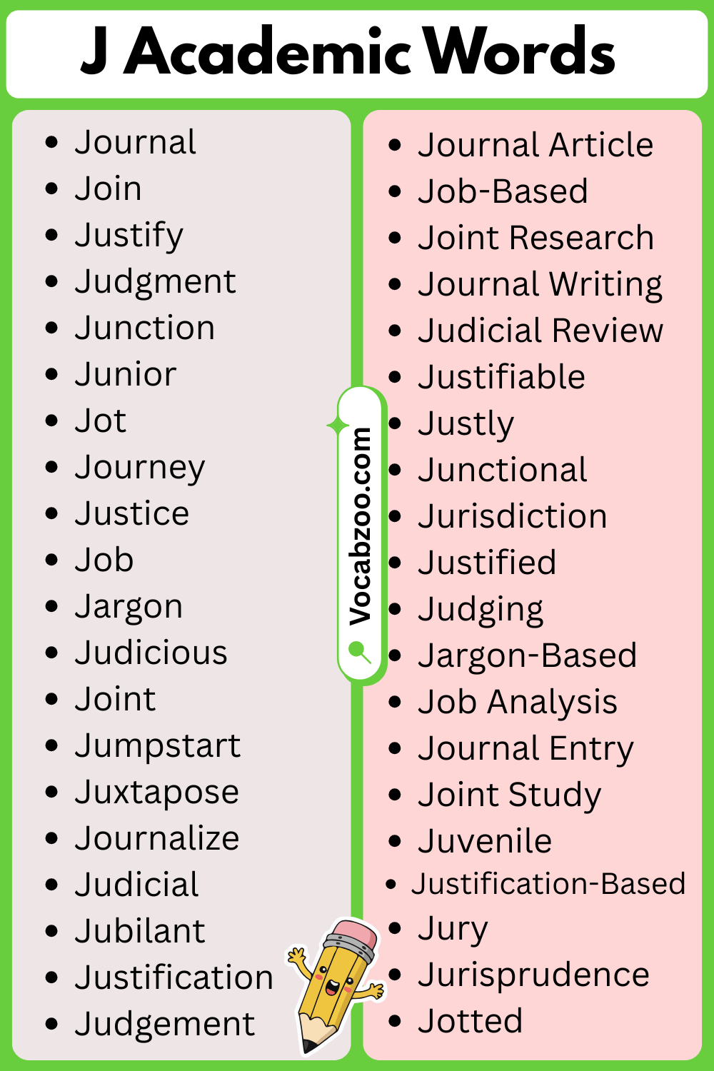 Academic Words That Start with J