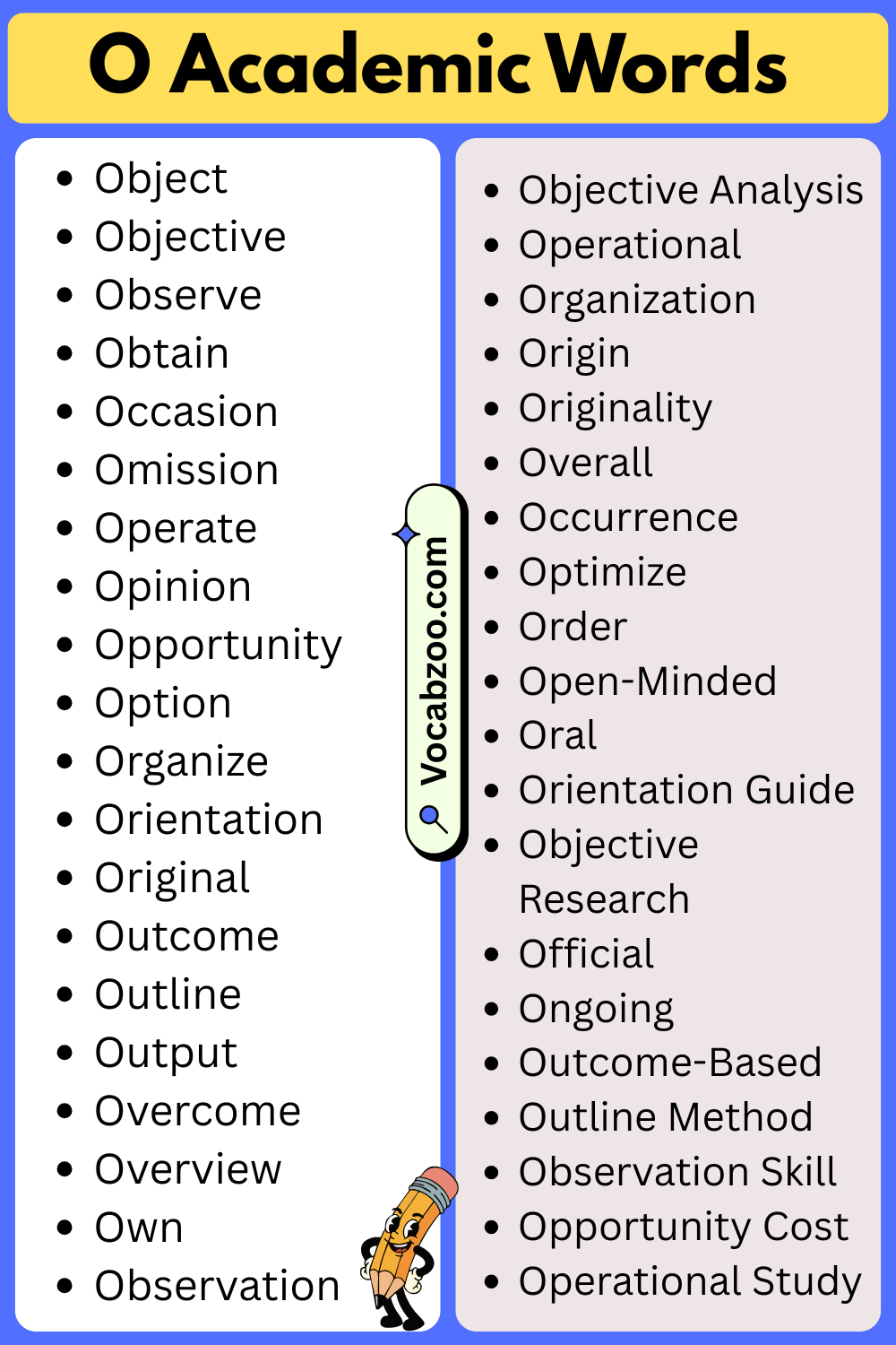 Academic Words That Start with O