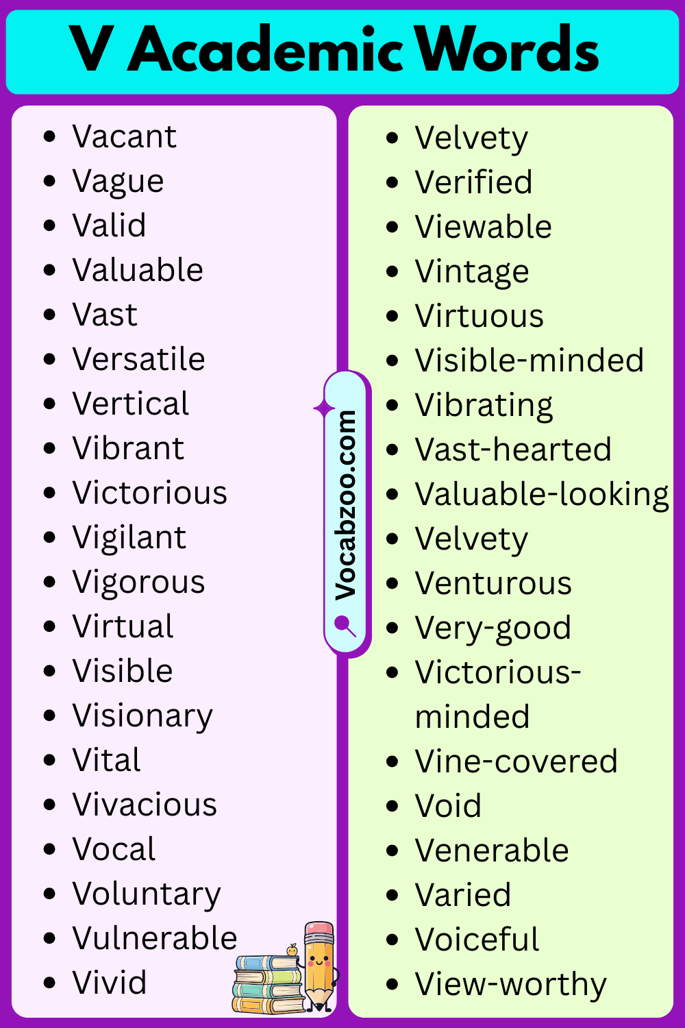 Academic Words That Start with V