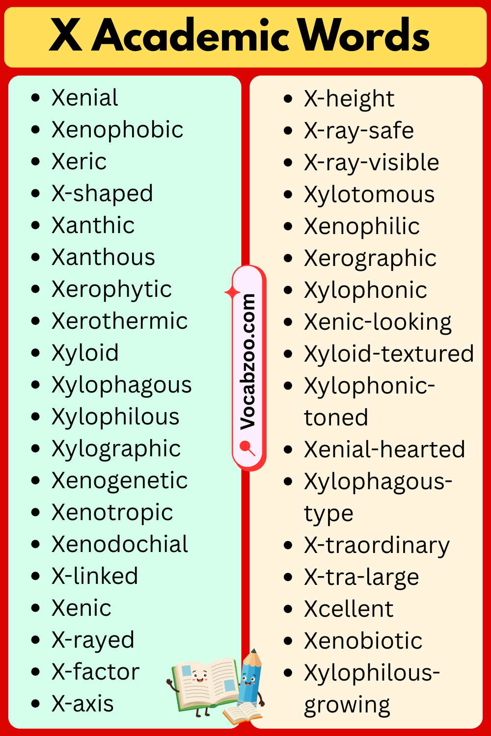 Academic Words That Start with X