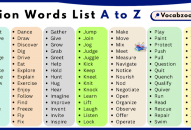 Action Words List A to Z in English