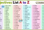 Adjectives List A to Z in English with Pictures