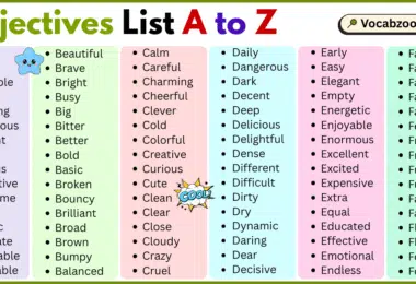 Adjectives List A to Z in English with Pictures