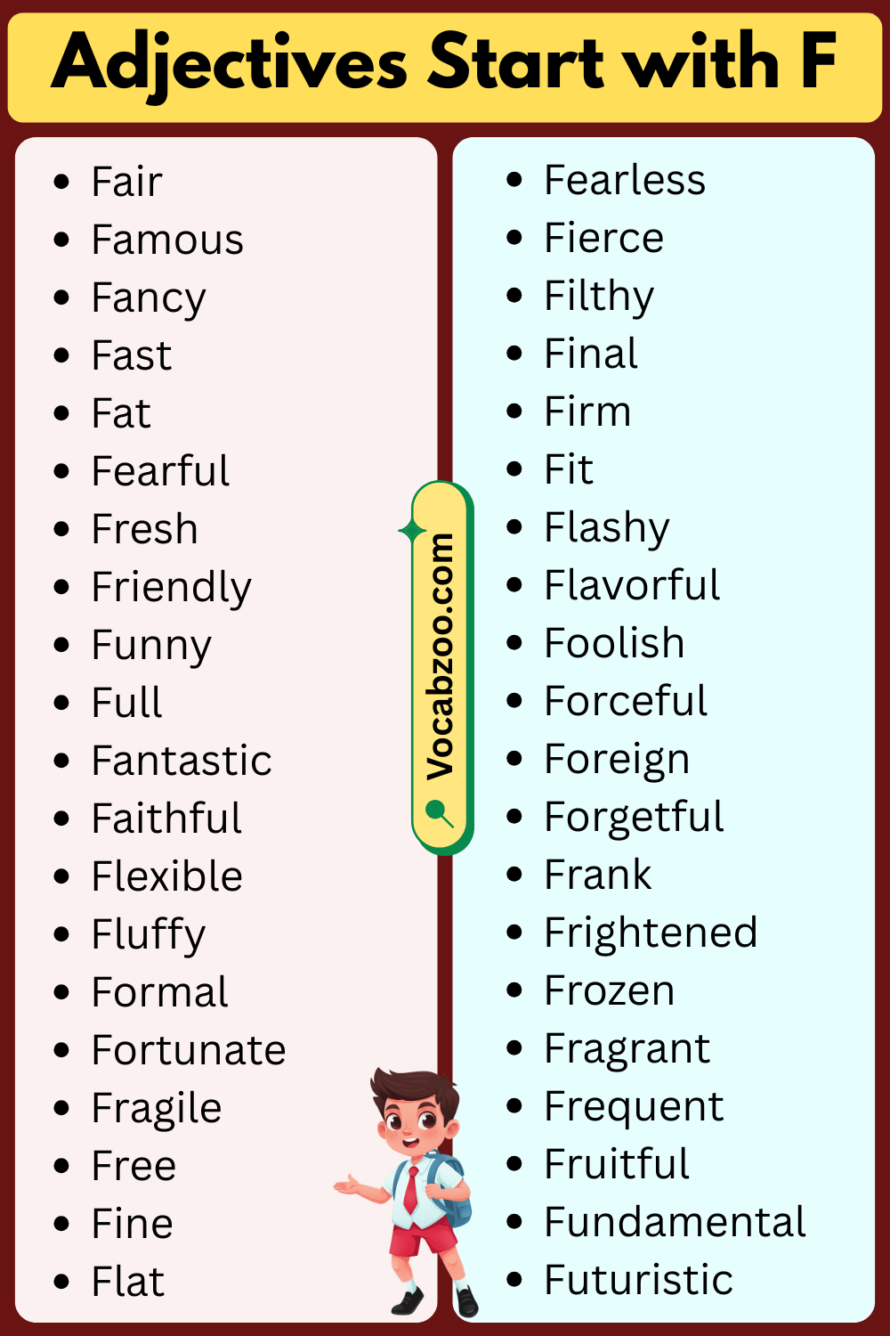 Adjectives That Start with F in English
