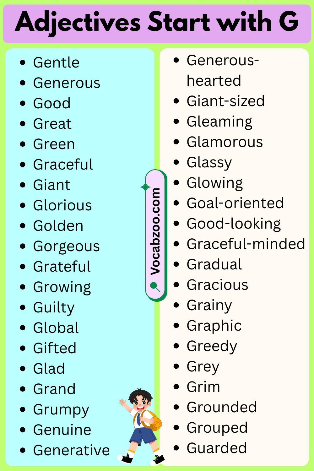 Adjectives That Start with G in English