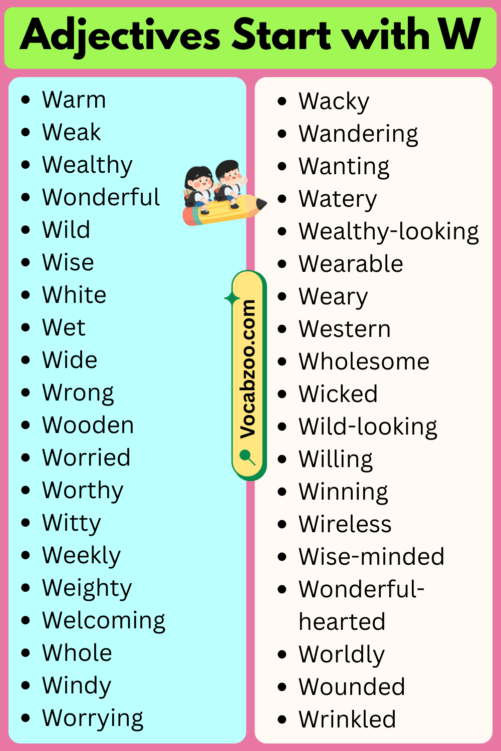 Adjectives That Start with W in English