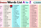 Business Words List A to Z in English with Pictures