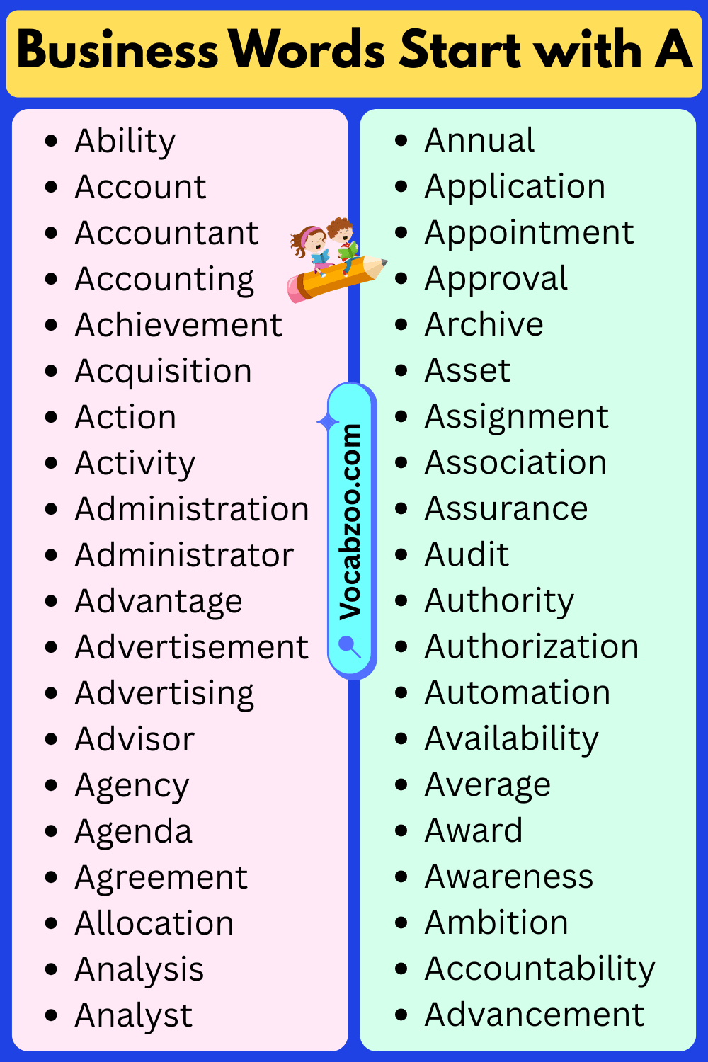 Business Words That Start with A