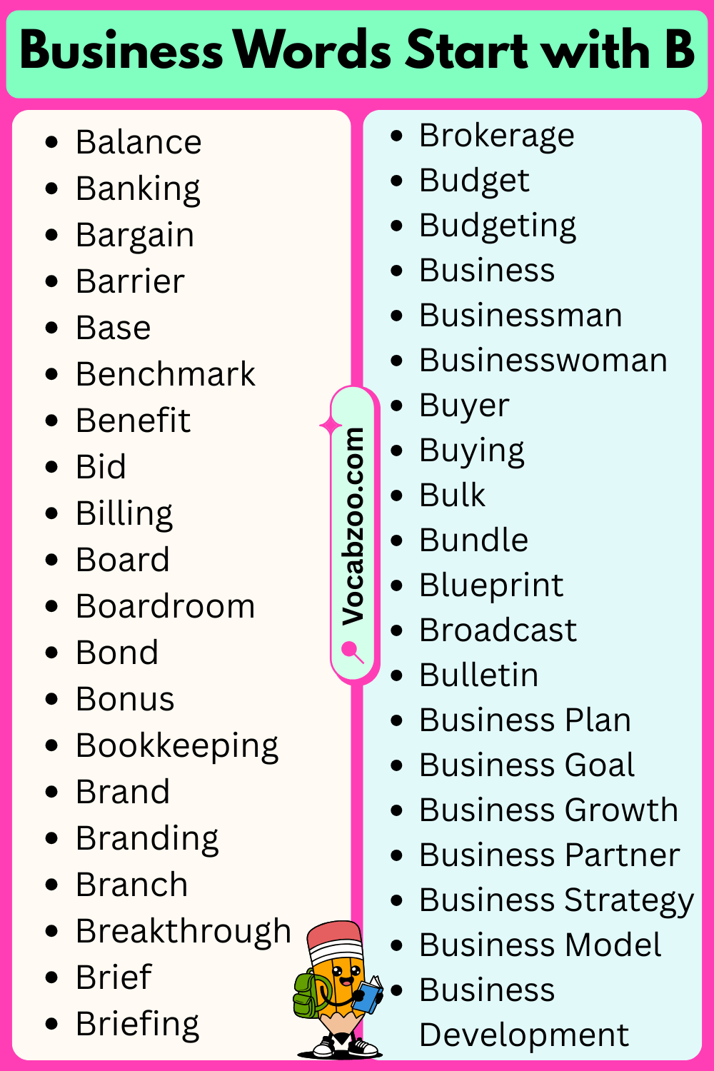 Business Words That Start with B