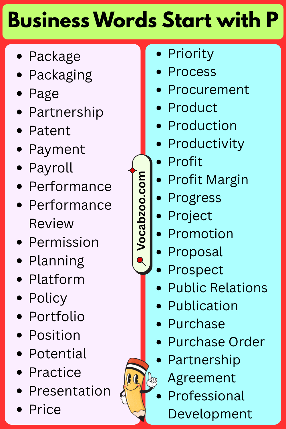 Business Words That Start with P