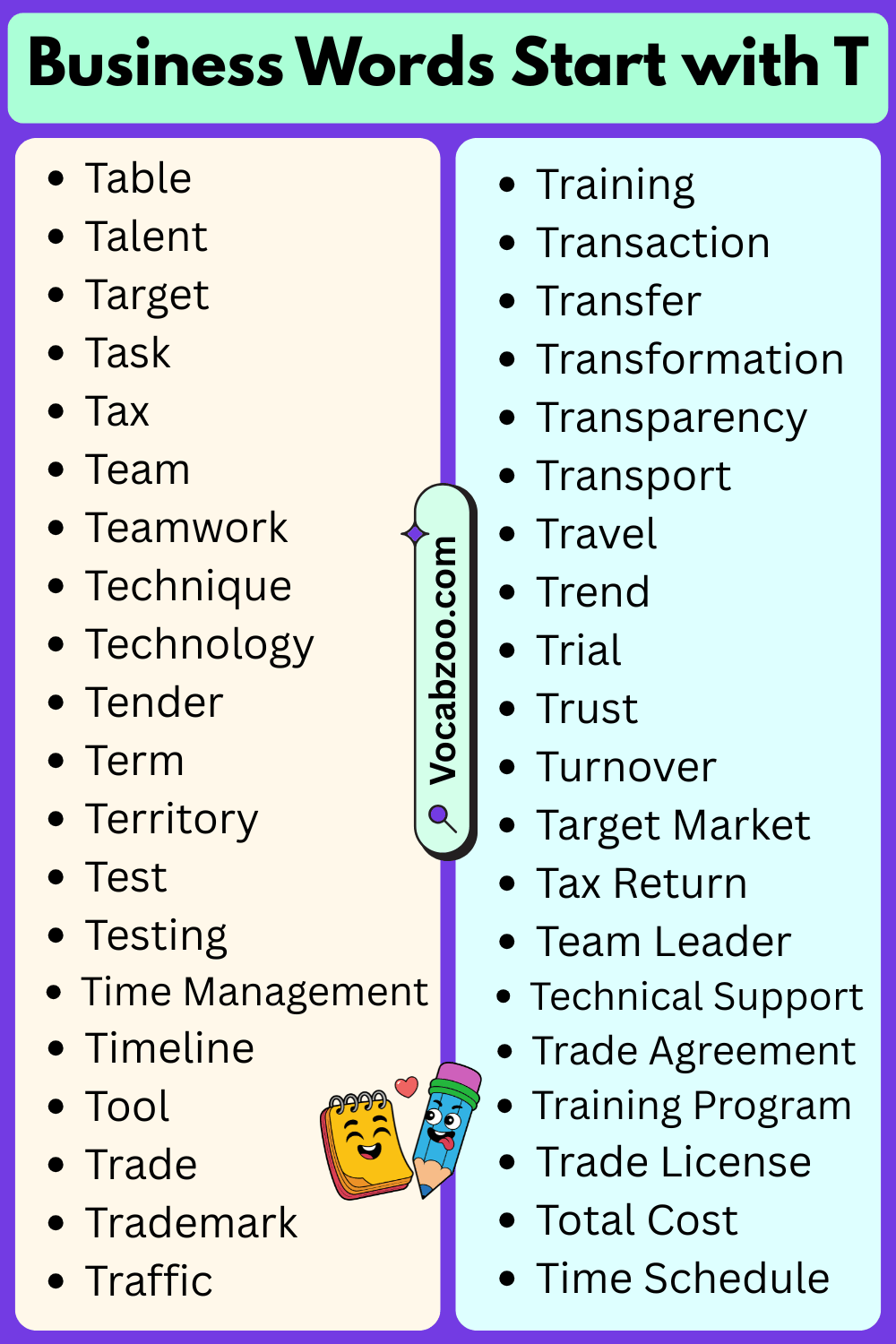 Business Words That Start with T