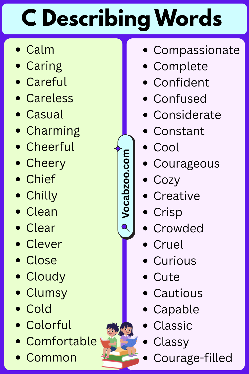 C List of Describing Words