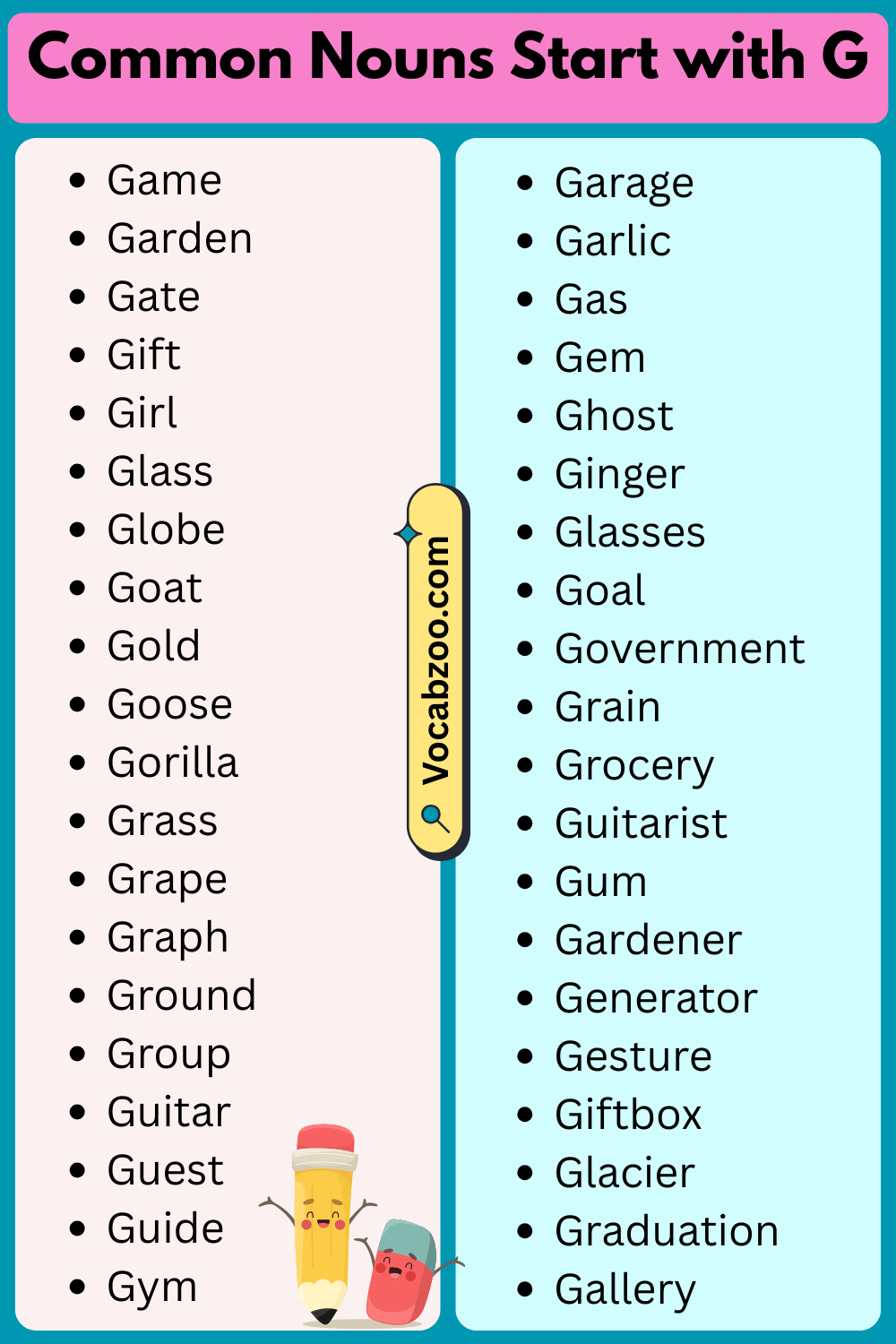 Common Nouns That Start with G