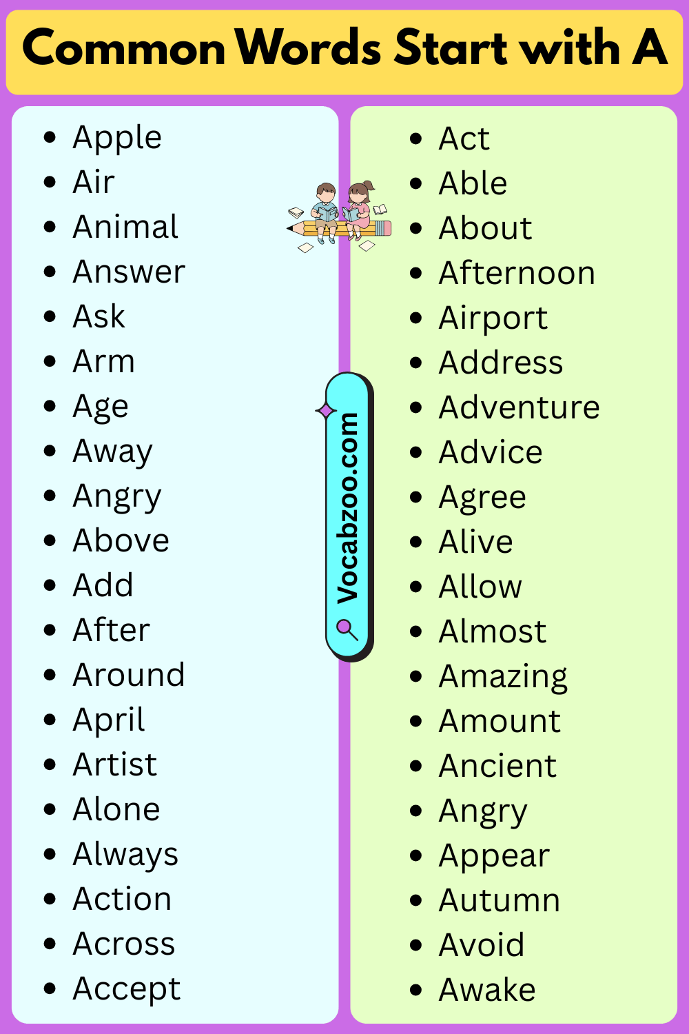 Common Words That Start with A