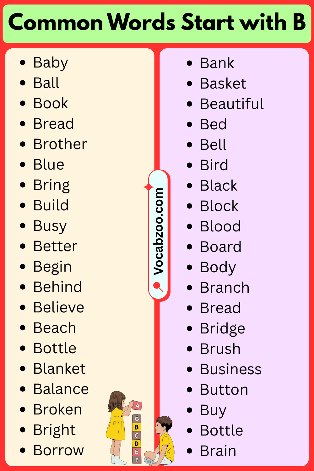 Common Words That Start with B