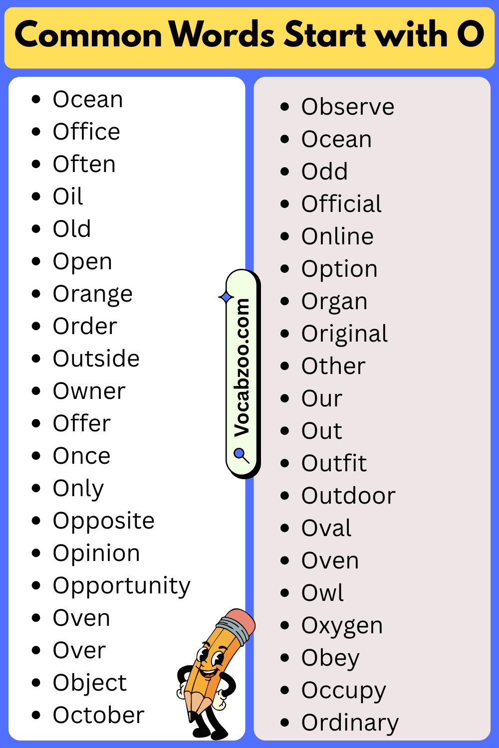 Common Words That Start with O