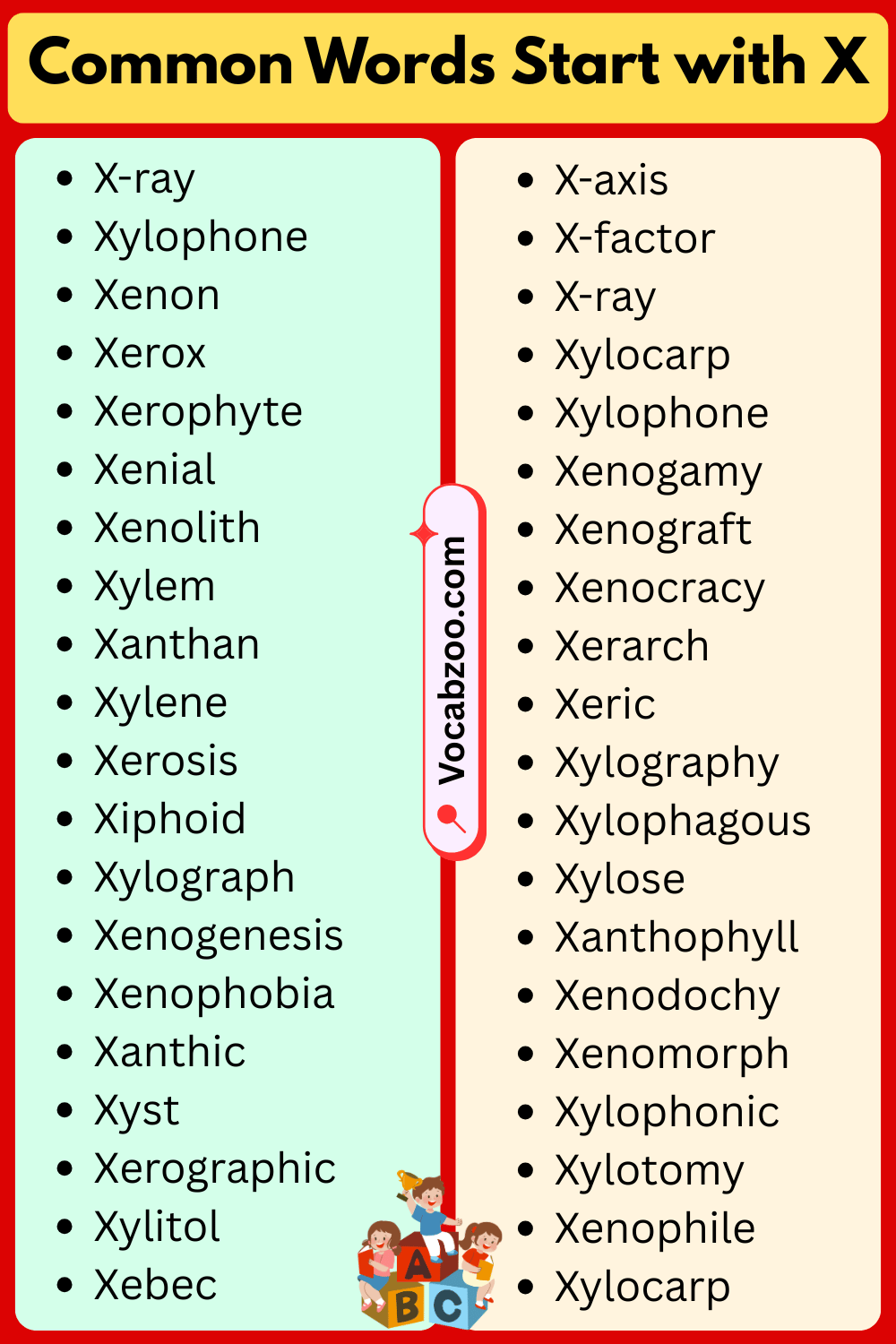 Common Words That Start with X