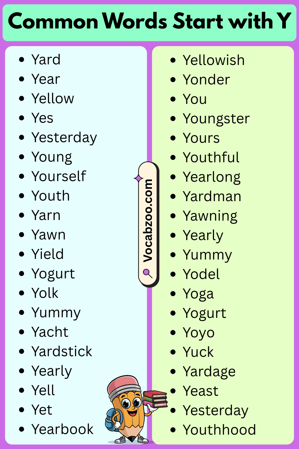 Common Words That Start with Y