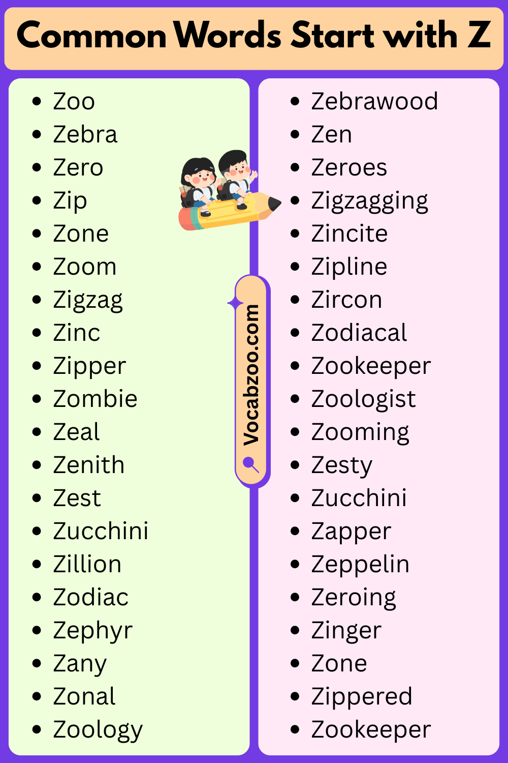 Common Words That Start with Z