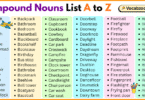 Compound Nouns List A to Z in English with Pictures