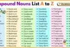 Compound Nouns List A to Z in English with Pictures