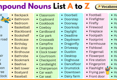 Compound Nouns List A to Z in English with Pictures