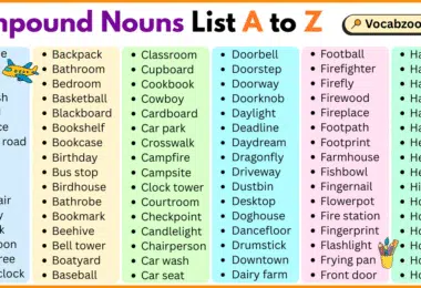 Compound Nouns List A to Z in English with Pictures
