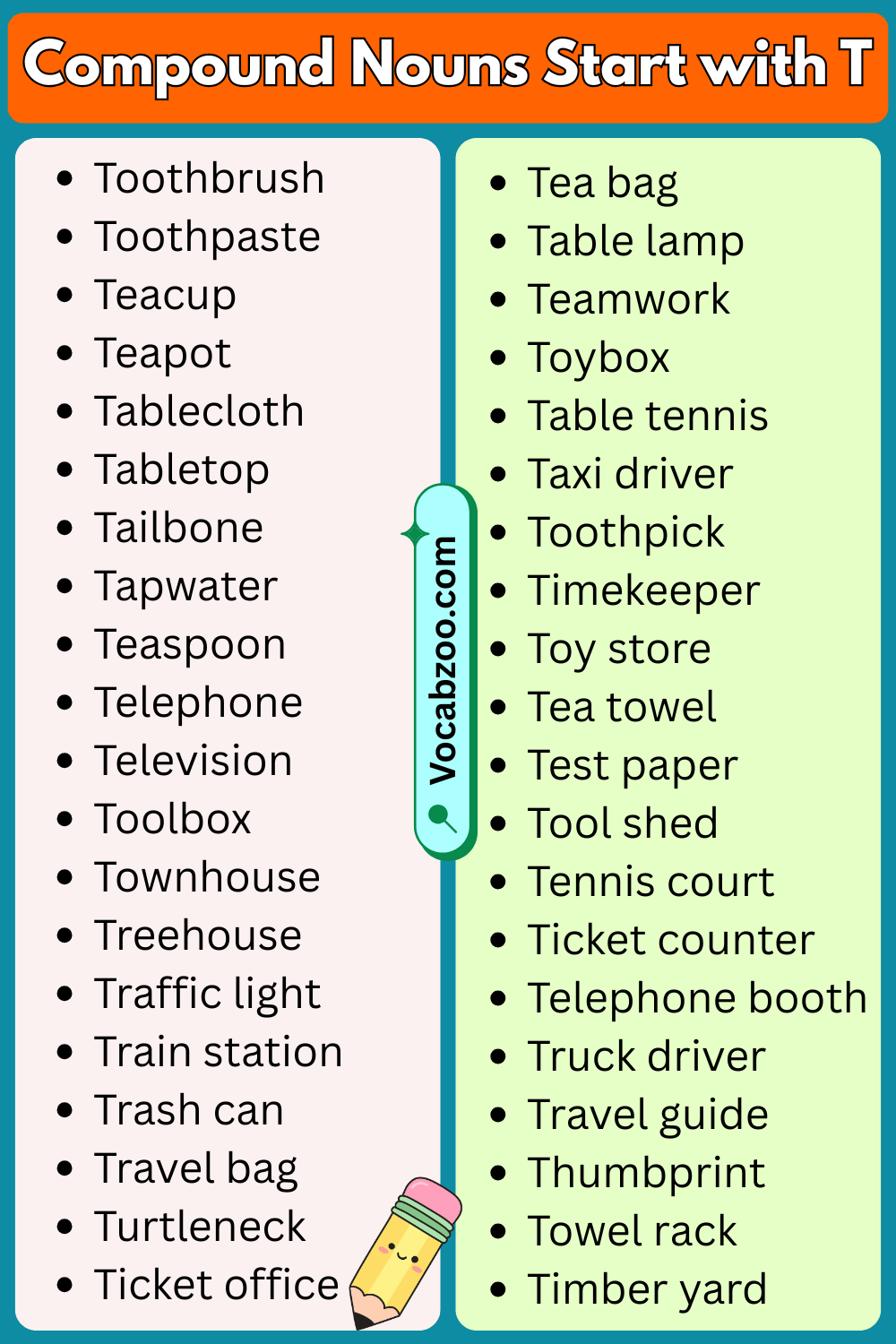 Compound Nouns That Start with T