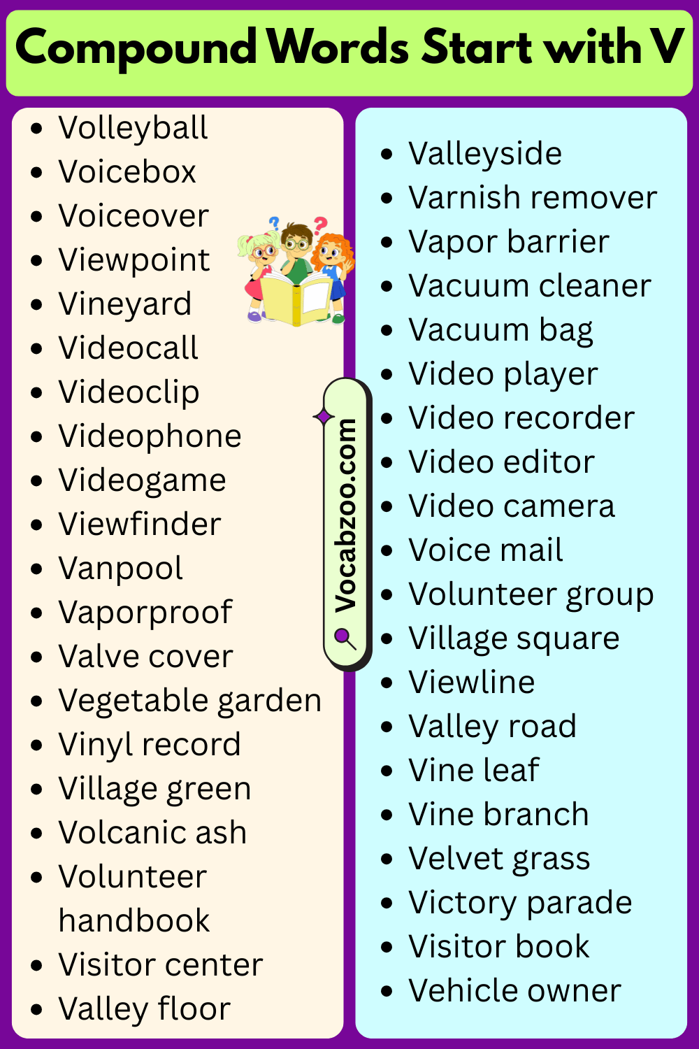 Compound Words That Start with V