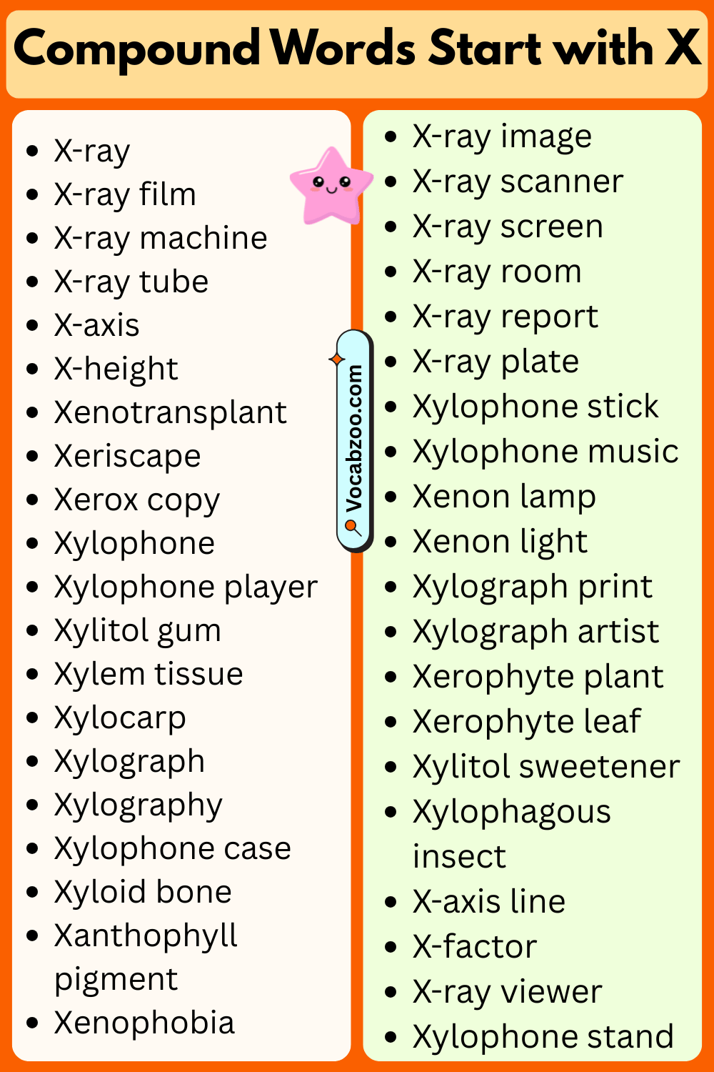 Compound Words That Start with X