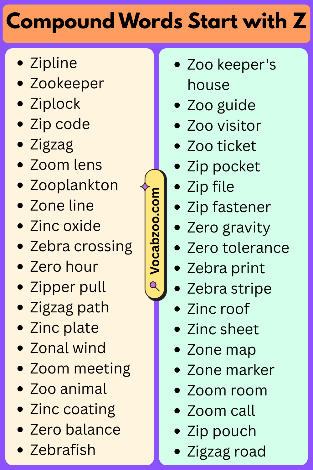 Compound Words That Start with Z