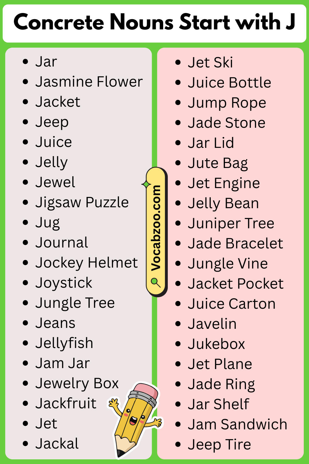 Concrete Nouns That Start with J