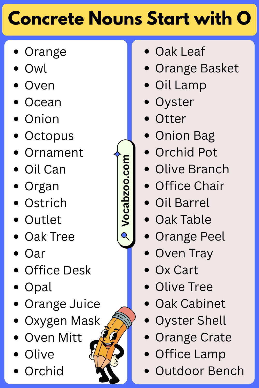 Concrete Nouns That Start with O