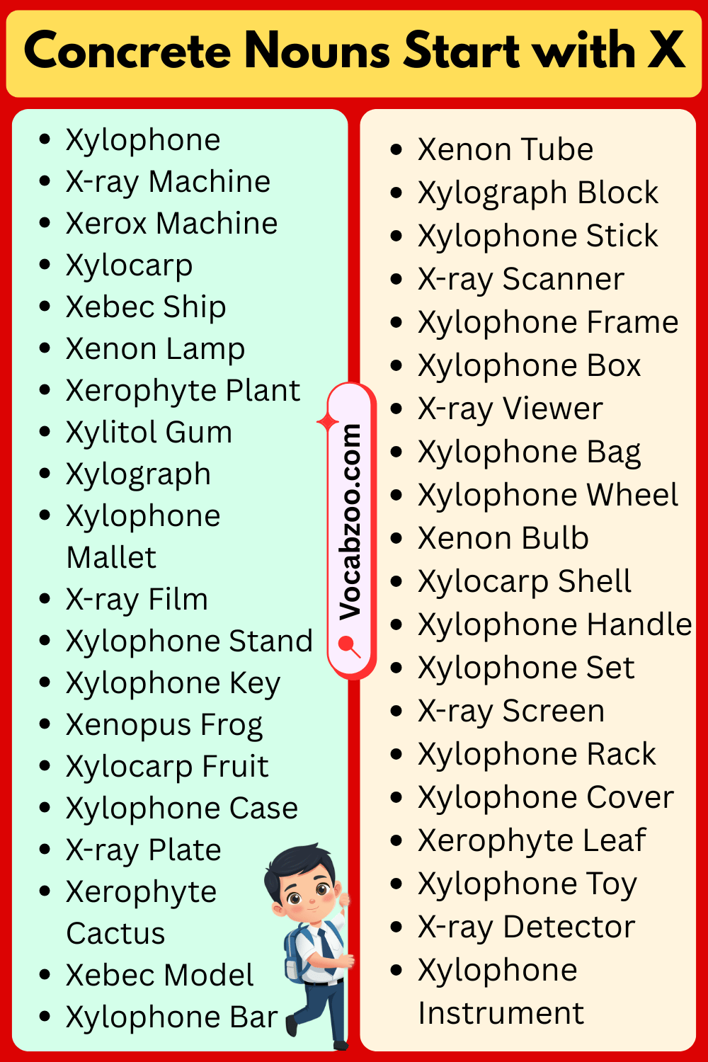 Concrete Nouns That Start with X