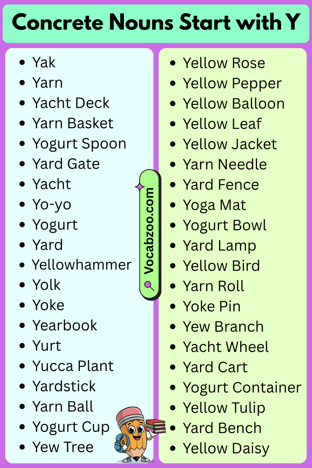 Concrete Nouns That Start with Y