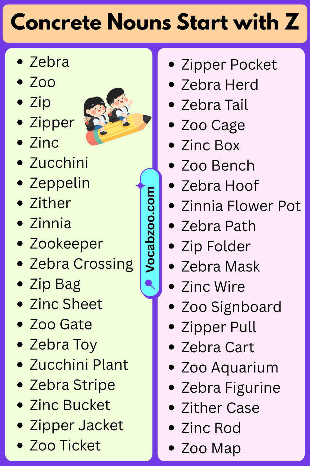 Concrete Nouns That Start with Z