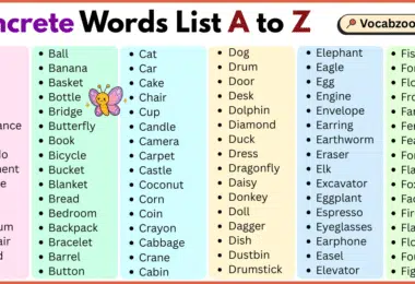 Concrete Words List A to Z in English with Pictures