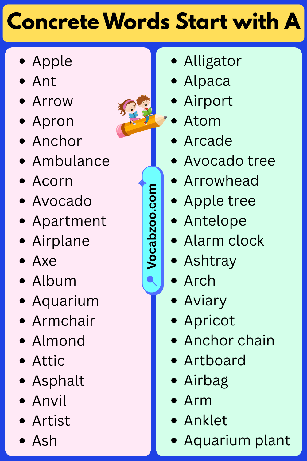 Concrete Words That Start with A