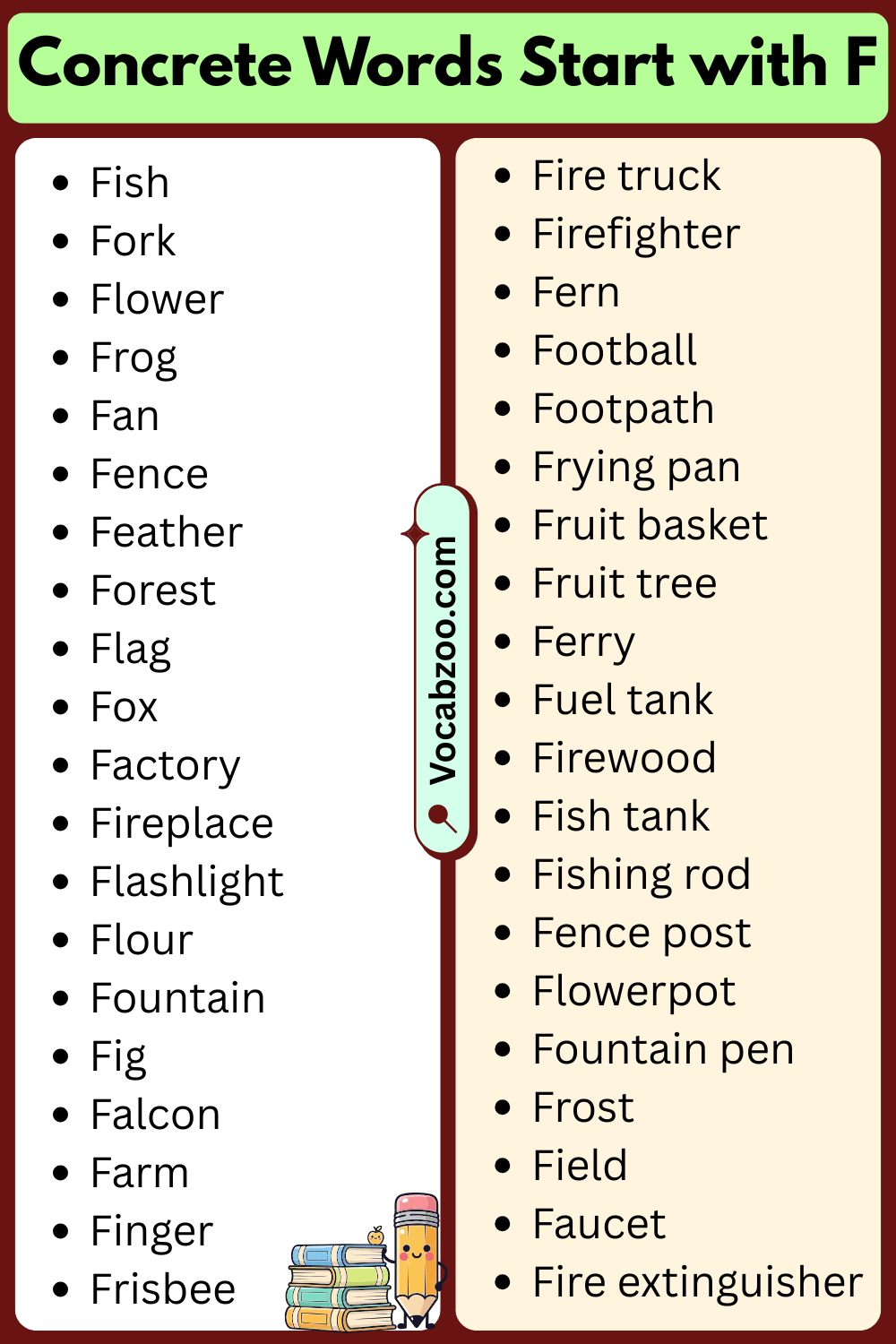 Concrete Words That Start with F