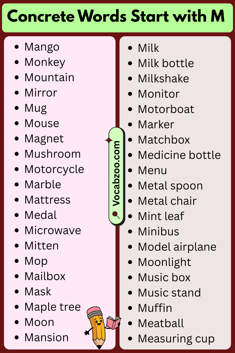 Concrete Words That Start with M