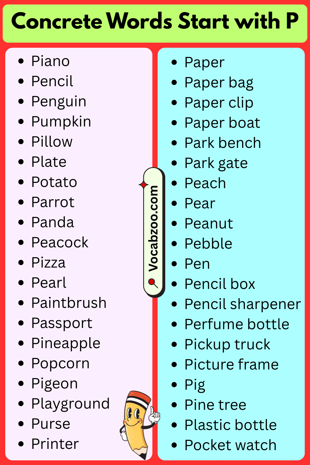 Concrete Words That Start with P
